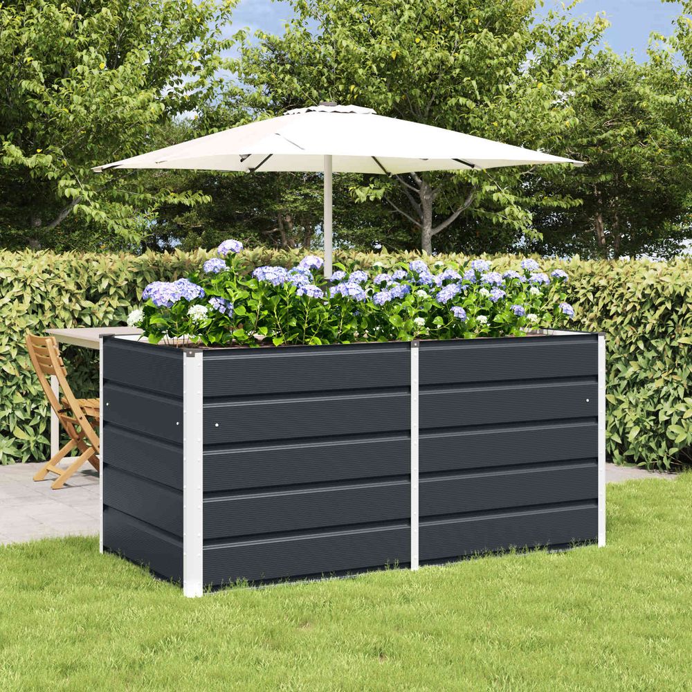 Carré potager surélevé large acier pour jardin confortable 160x80x75 cm anthracite
