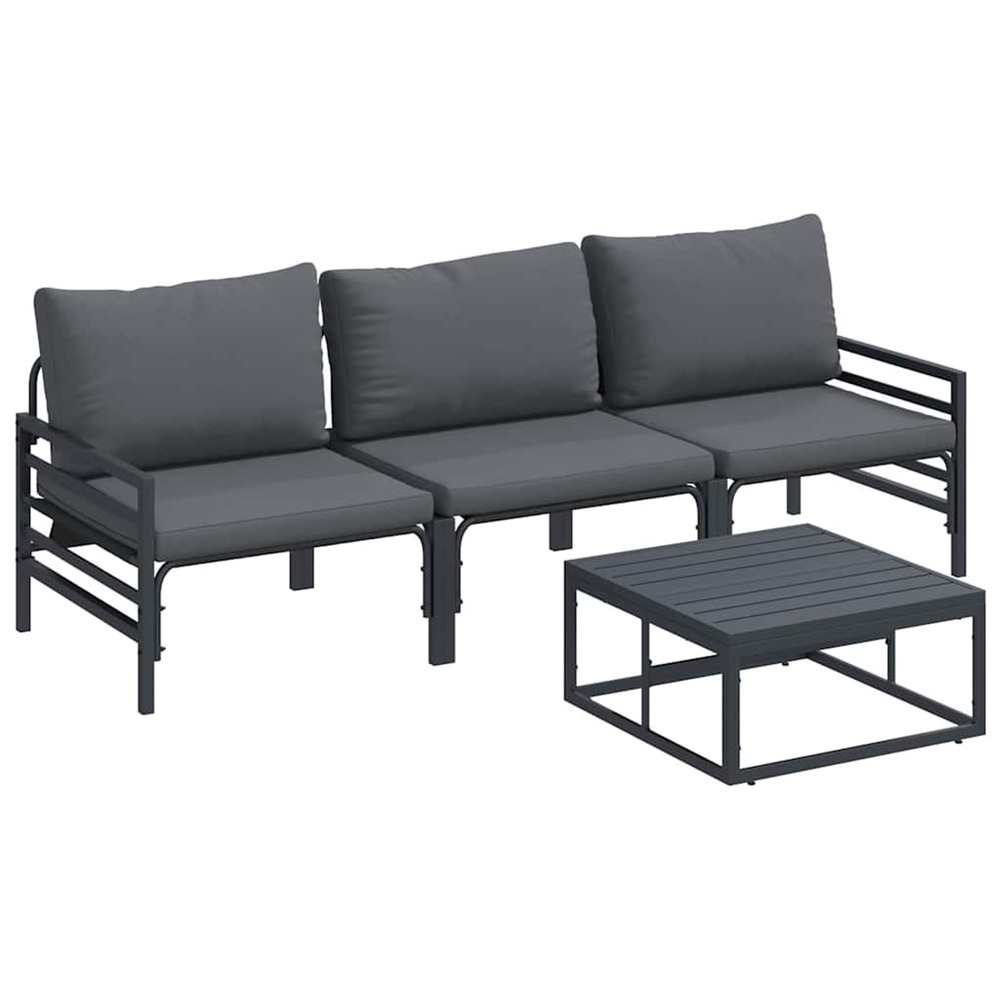 Ensemble de canapé de jardin avec coussin 4 pcs noir acier