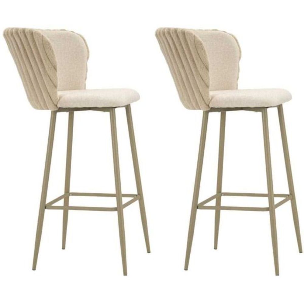 Chaise de bar en tissu et métal alaska (lot de 2) crème