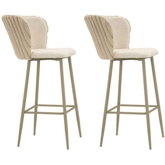Chaise de bar en tissu et métal alaska (lot de 2) crème