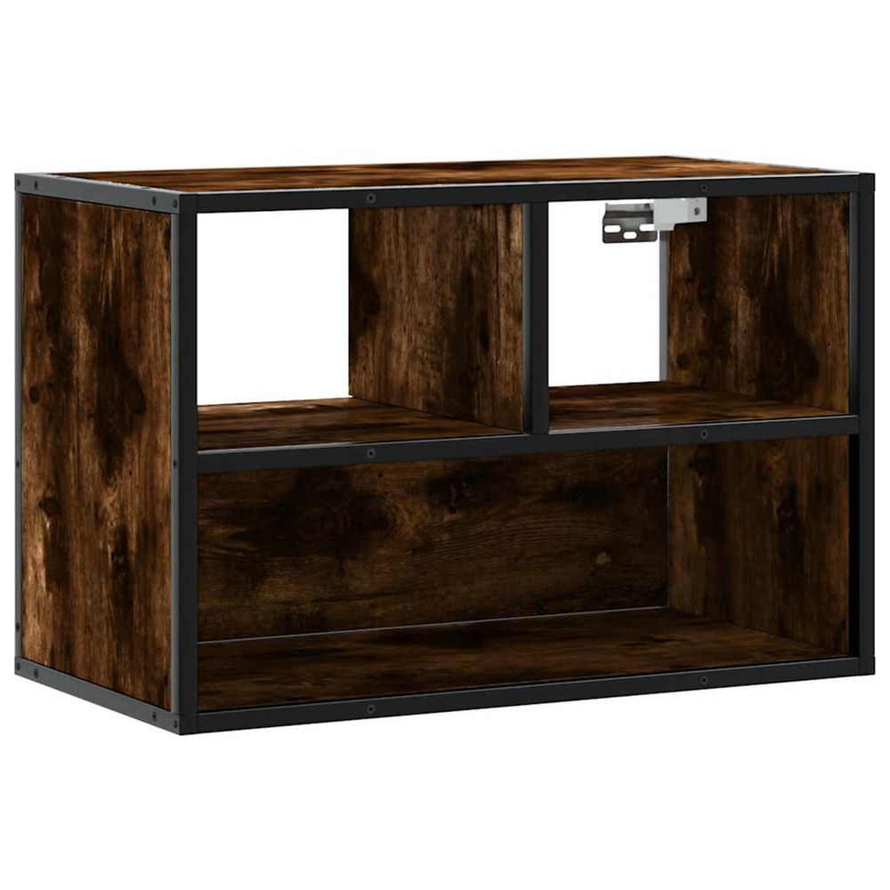 Meuble tv chêne fumé 60x31x39,5 cm bois d'ingénierie et métal