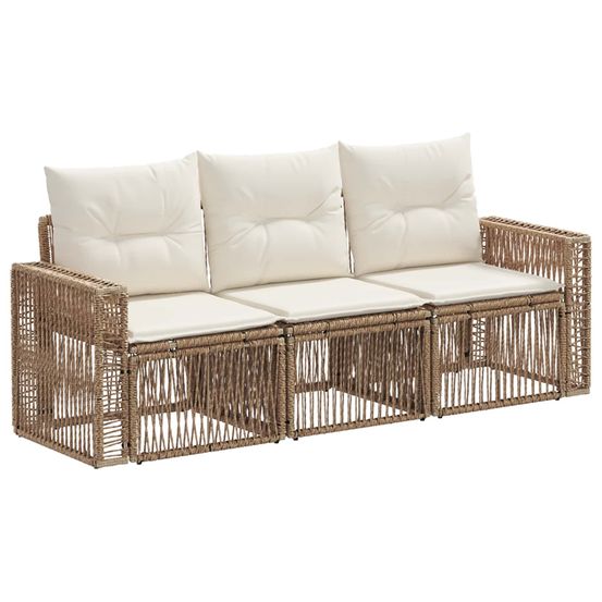Ensemble de canapé de jardin 3 pc beige et blanc crème