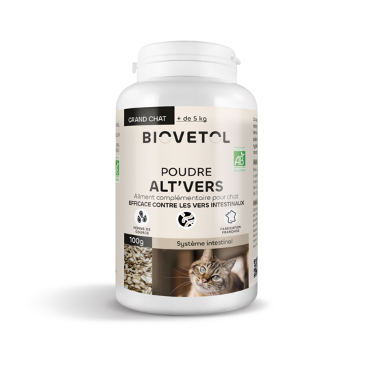 Poudre alt'vers grand chat bio 100g
