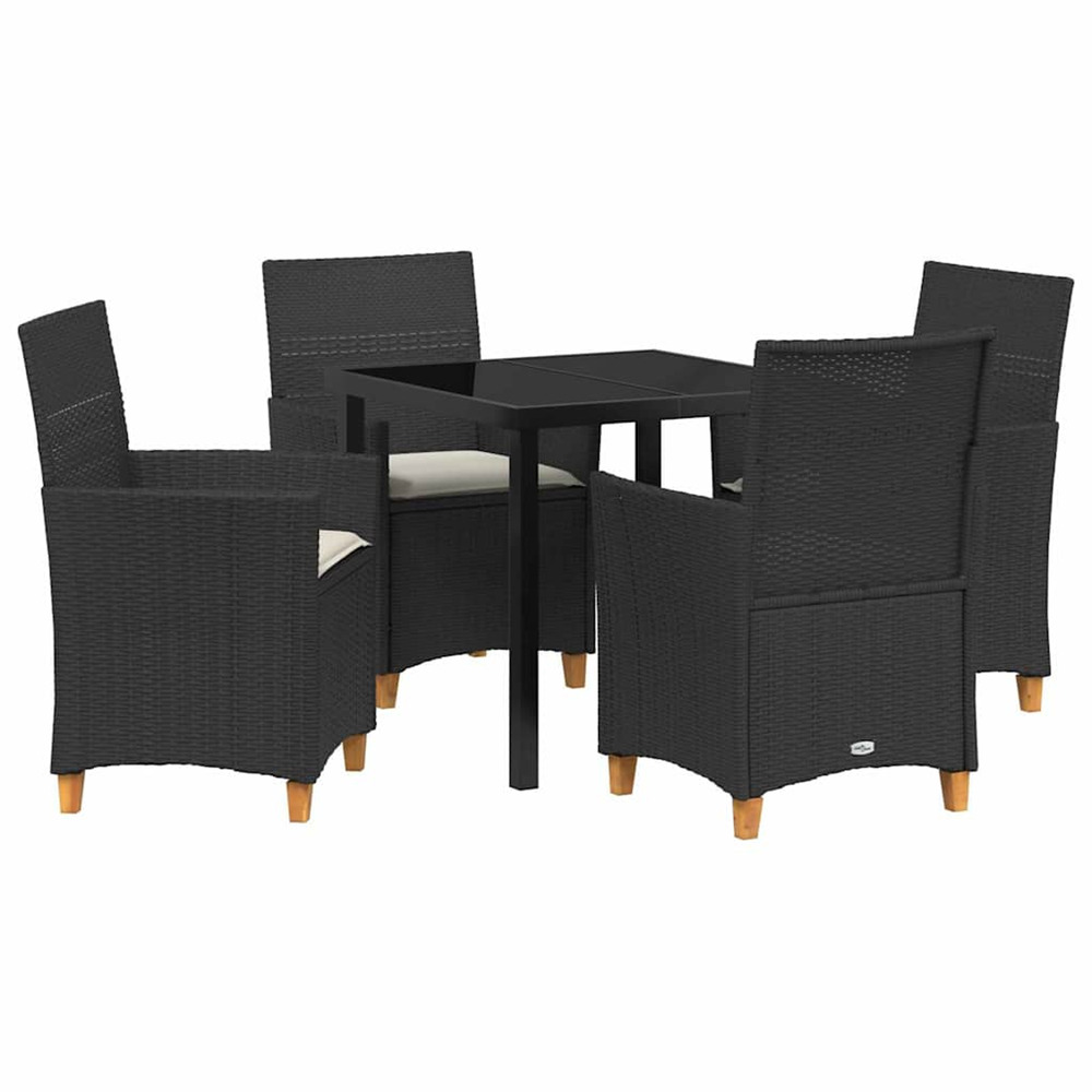 Ensemble de salle à manger pour jardin 5 pcs noir polyrotin