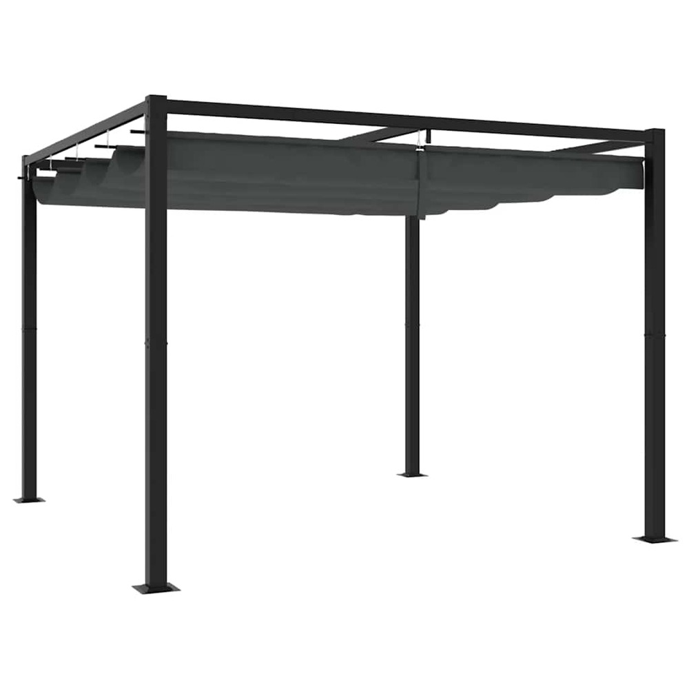 Tonnelle de jardin avec toit rétractable anthracite 3x3 m acier