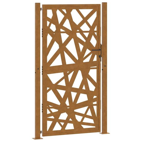 Portail de jardin 100x200 cm en acier patiné, design léger