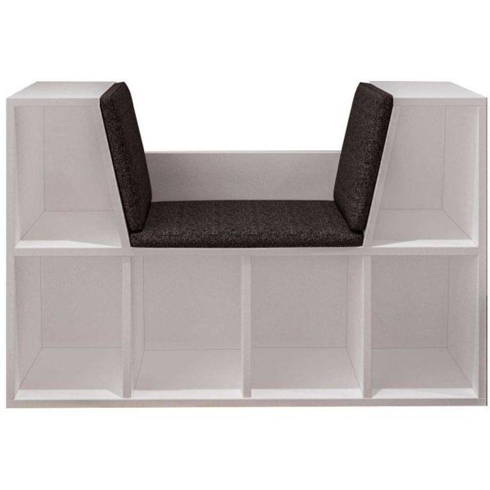 Bibliothèque avec banc en aggloméré livora blanc et anthracite