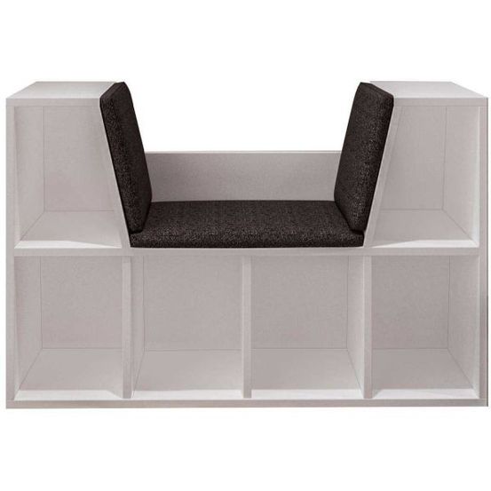 Bibliothèque avec banc en aggloméré livora blanc et anthracite