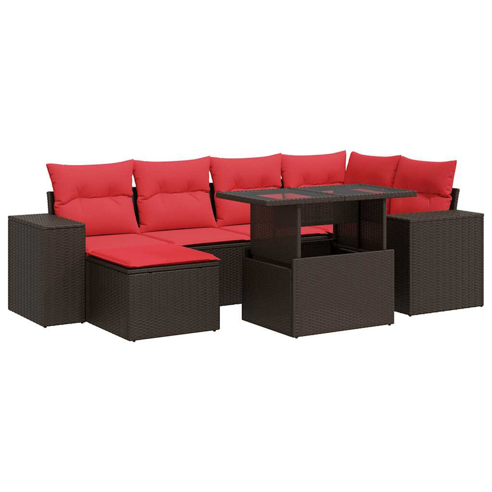 Salon de jardin avec coussins 9pcs marron résine tressée acacia