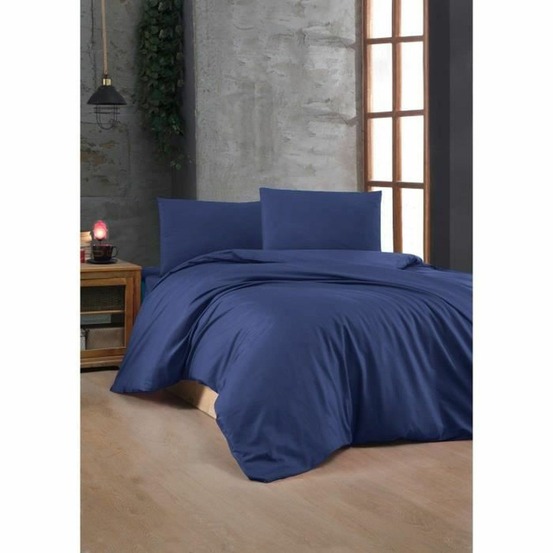 Parure de lit - housse de couette 220 x 240 + 2 taies d'oreiller 60 x 60 coton renforcé - bleu