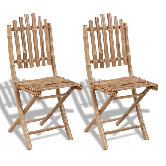 Chaises pliables de jardin lot de 2 bambou