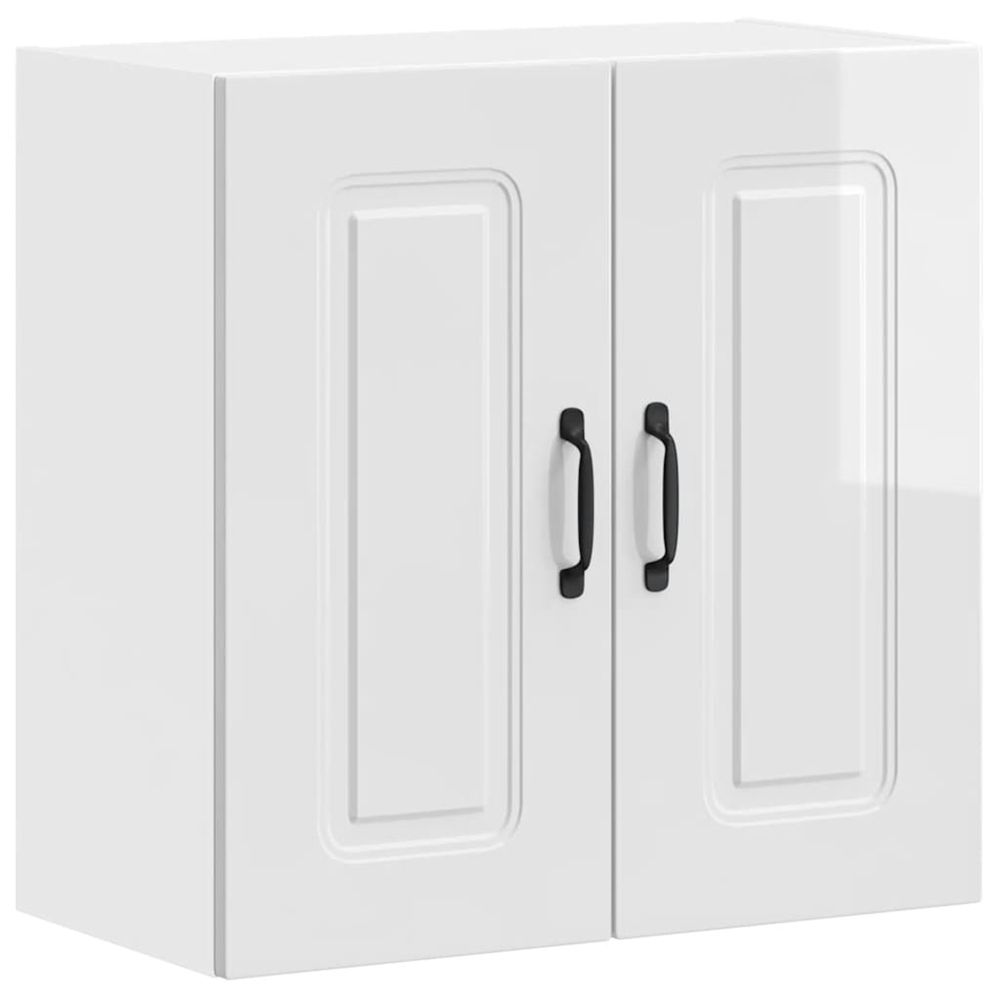 Armoire murale de cuisine kalmar blanc brillant bois ingénierie