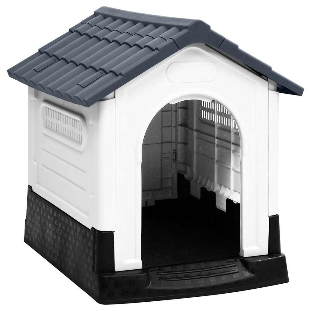 Niche pour chien compacte polypropylène plancher surélevé gris 57x68cm