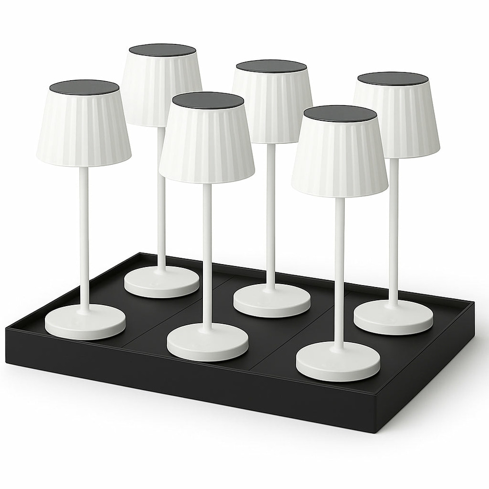 6 lampes avec plateau de chargement abby blanc aluminium h29 cm