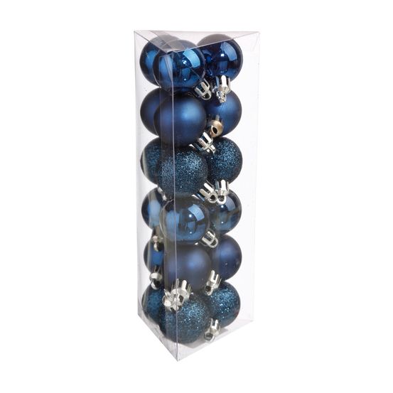 Déco de sapin lot de 18 boules de noël d 3 cm - bleu nuit