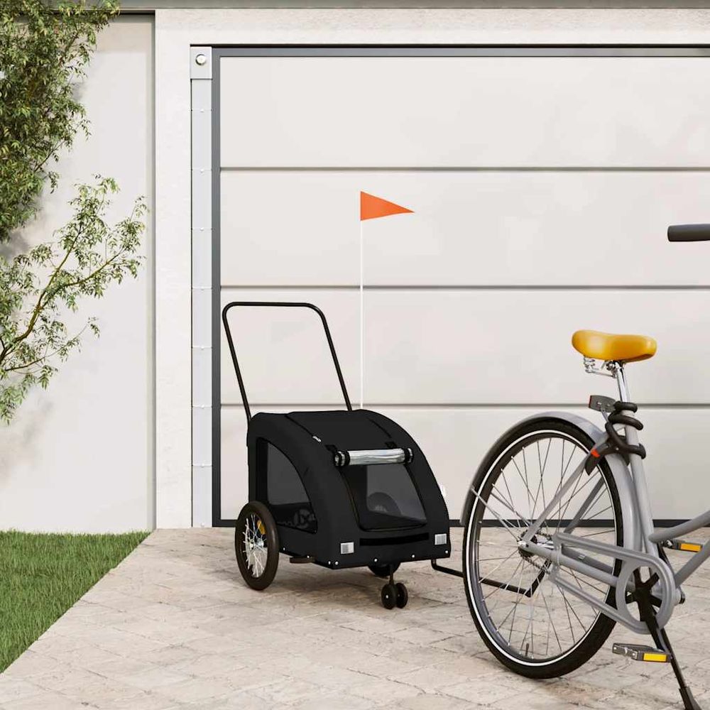 Grand chariot vélo pour chien tissu oxford transport xl 45kg noir