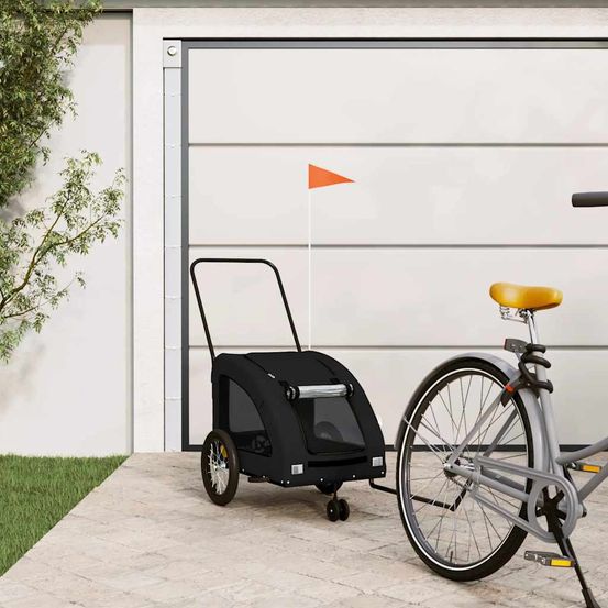 Grand chariot vélo pour chien tissu oxford transport xl 45kg noir