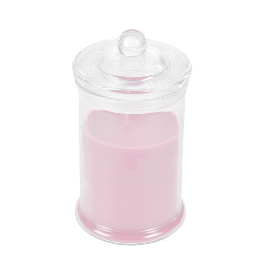 Bougie bocal en verre transparent rose