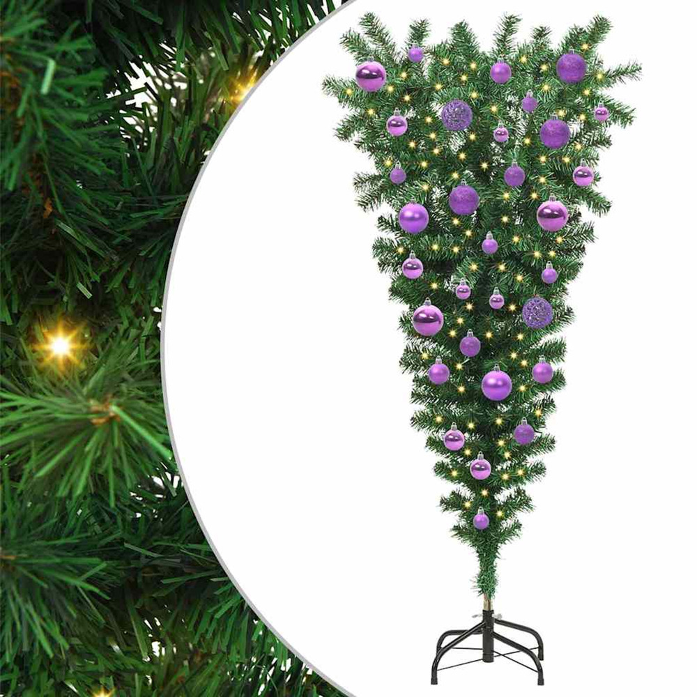 Sapins de noël artificiels prééclairés à l'envers avec ensemble de boules