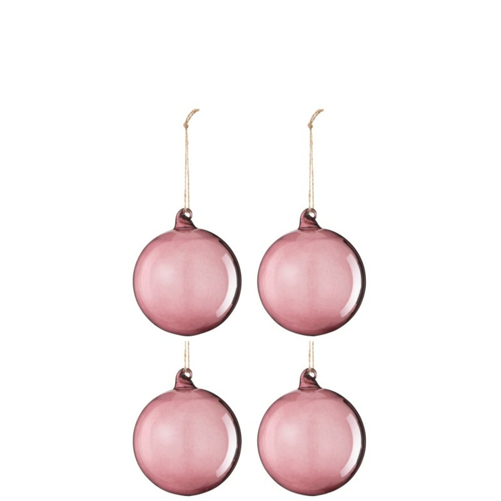 Boite de 6boules de noël en verre mauve 10x10x10 cm