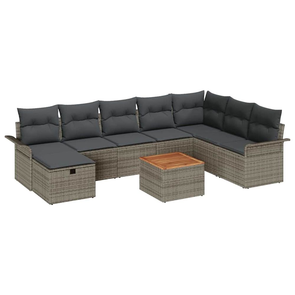 Ensemble de canapé de jardin 9 pc gris poly rotin