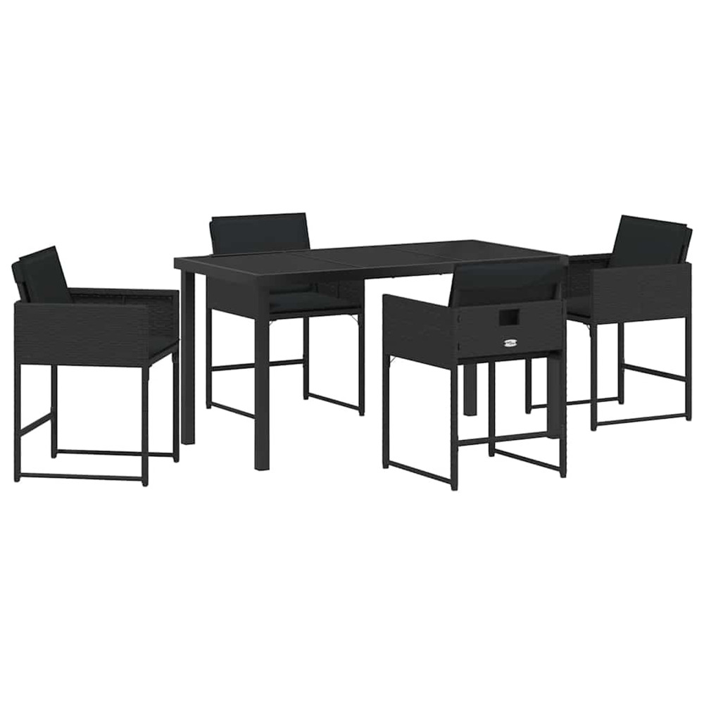Ensemble de salle à manger pour jardin 5 pcs noir polyrotin