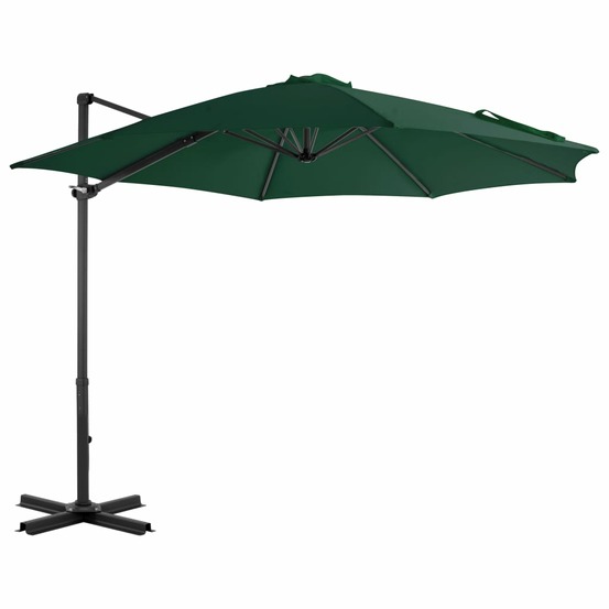 Parasol de jardin en porte-à-faux et poteau en aluminium vert