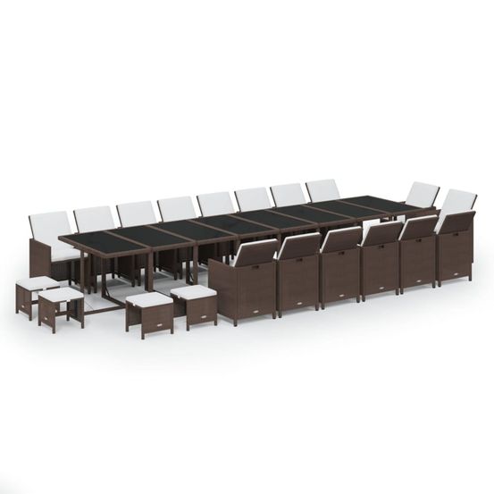 Ensemble à manger de jardin coussins 21 pcs résine tressée