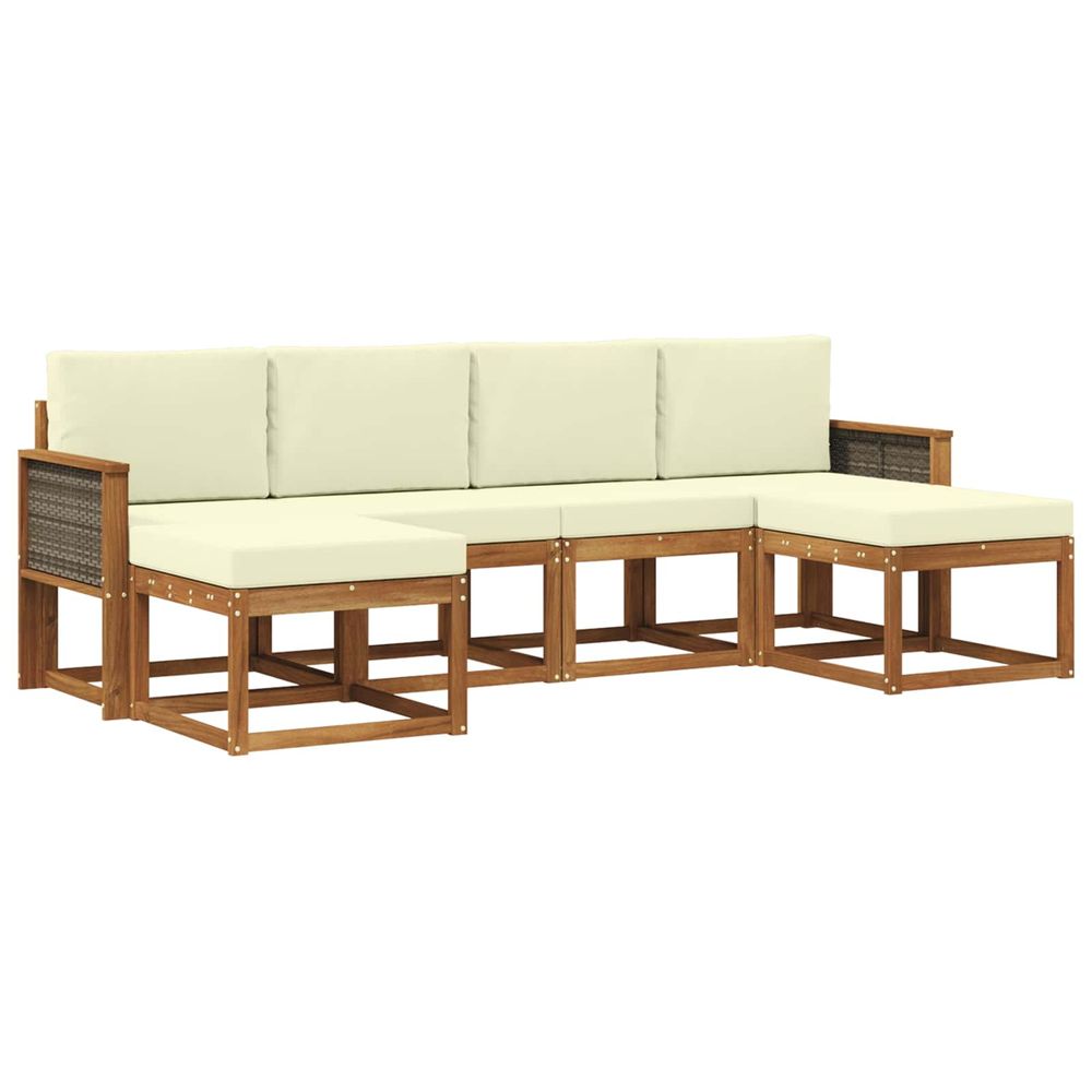 Ensemble de canapés d'extérieur 6 pc naturel et crème polyester
