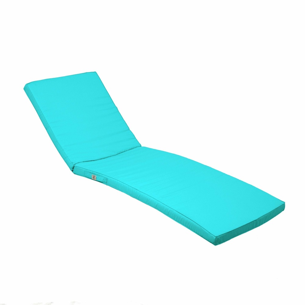 Coussin bain de soleil - matelas pour transat dehoussable- 185x60x5cm - bleu caraibes