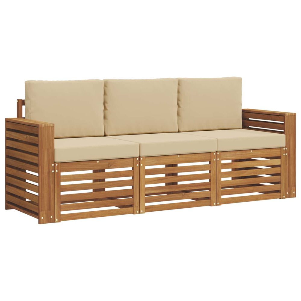 Ensembles de canapés 3 pc naturel et beige bois d'acacia massif