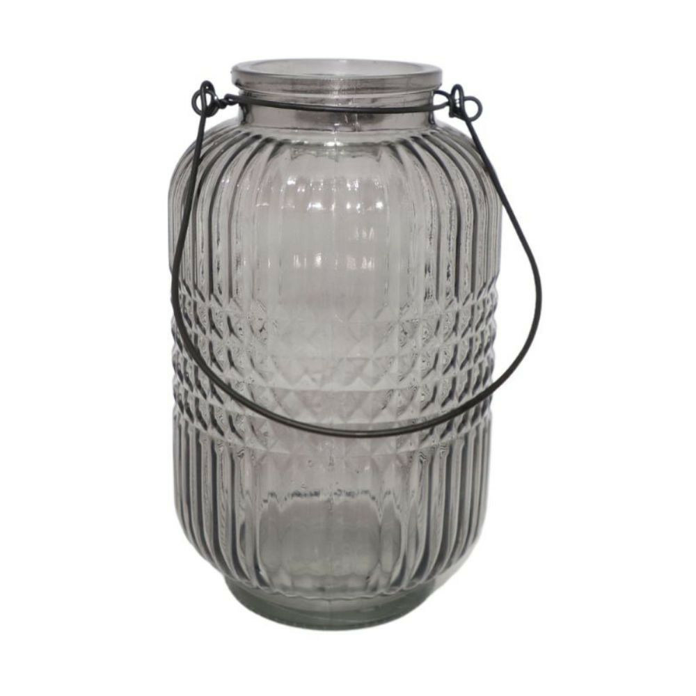 Vase cubes avec anse métallique - gris foncé pm