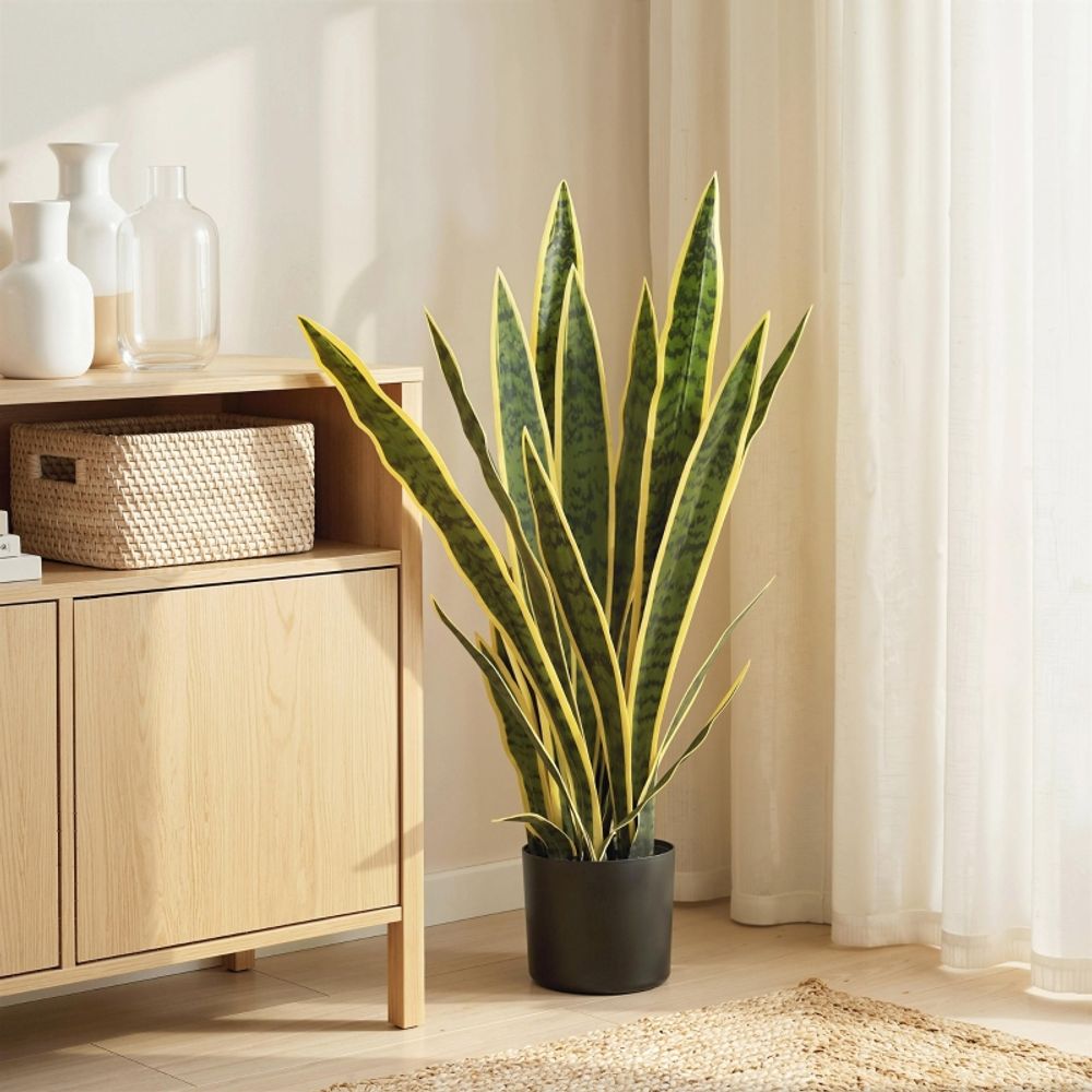 Sansevieria artificielle polyéthylène décoration intérieur sans entretien 77cm vert