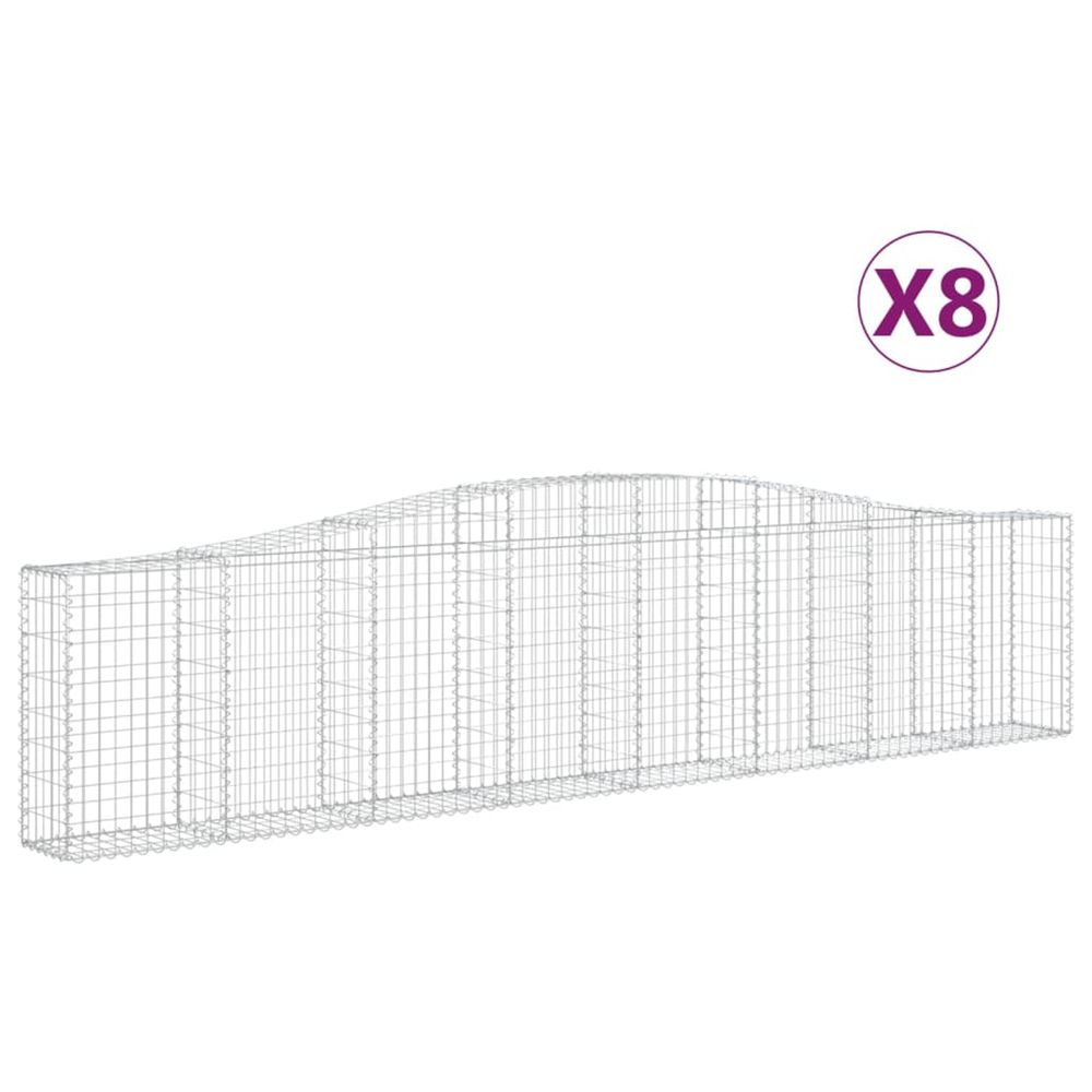 Paniers à gabions arqués 8 pcs 400x30x80/100 cm fer galvanisé