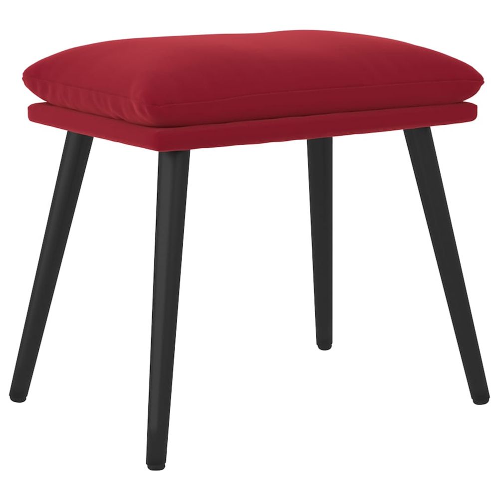 Repose-pied rouge bordeaux 45x29,5x35 cm velours