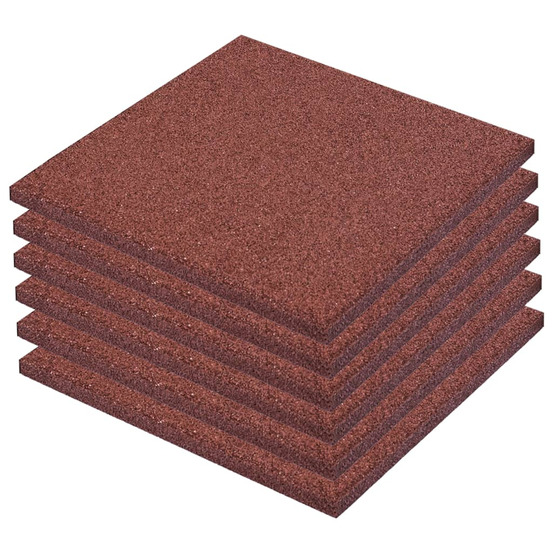 Carreaux de protection antichoc 6pcs caoutchouc 50x50x3cm rouge