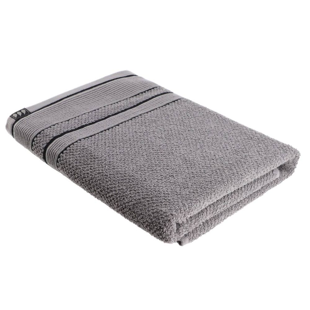 Serviette de bain 70x130 cm 100% coton - gris/noir