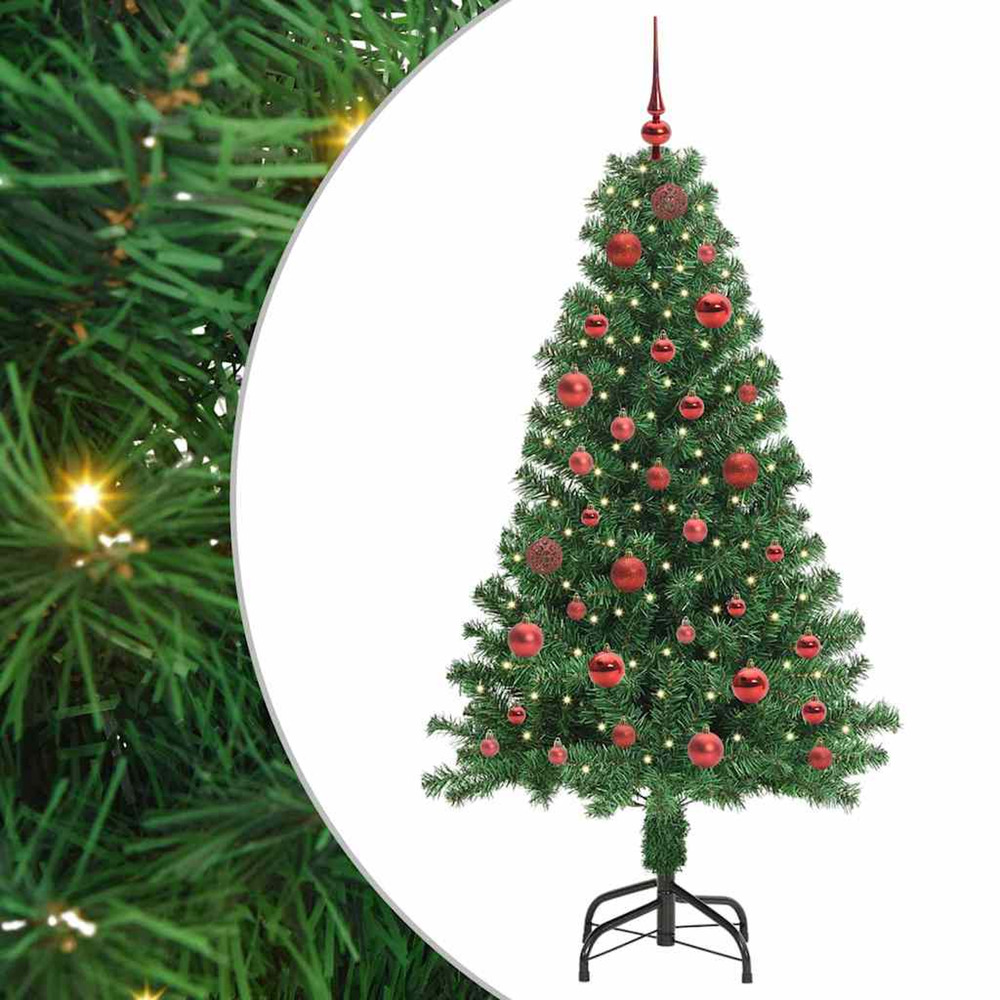 Sapin de noël artificiel vert 150 cm pvc, acier et plastique