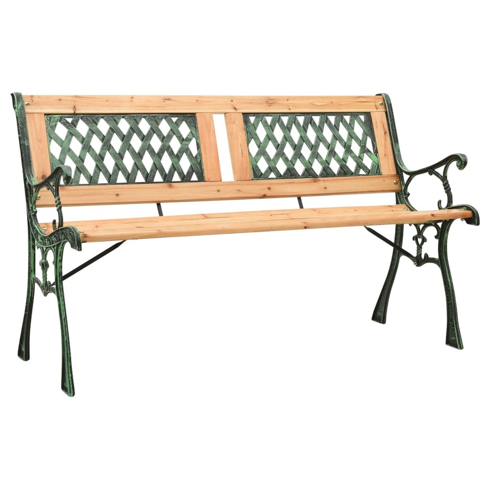 Banc de jardin meuble de patio d'extérieur terrasse 122 cm fonte et bois de sapin massif