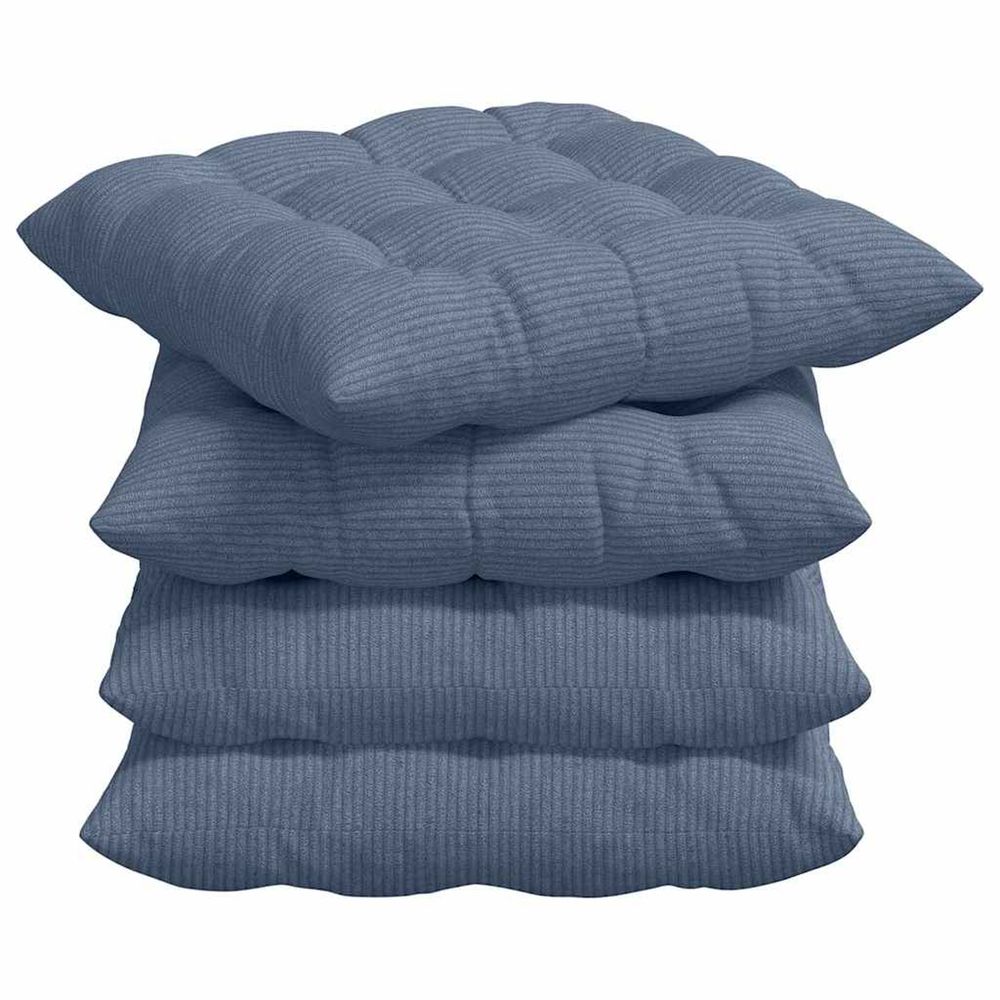 Coussins de siège 4 pc tissu en velours côtelé bleu