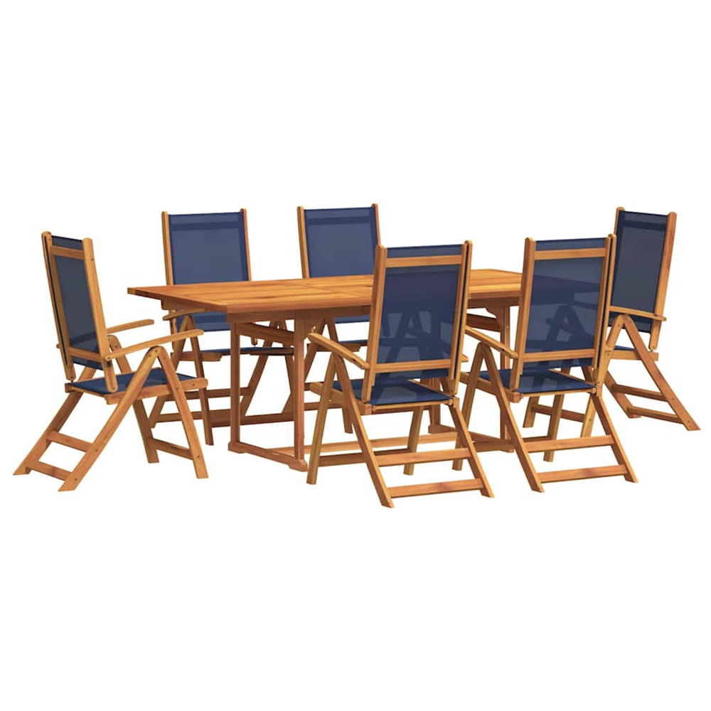 Ensemble à manger de jardin 7pcs bois d'acacia solide textilène