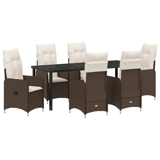 Ensemble de salle à manger pour jardin 7 pcs marron polyrotin
