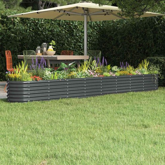 Jardinière surélevée acier potager jardin balcon anthracite 332x40x36 cm