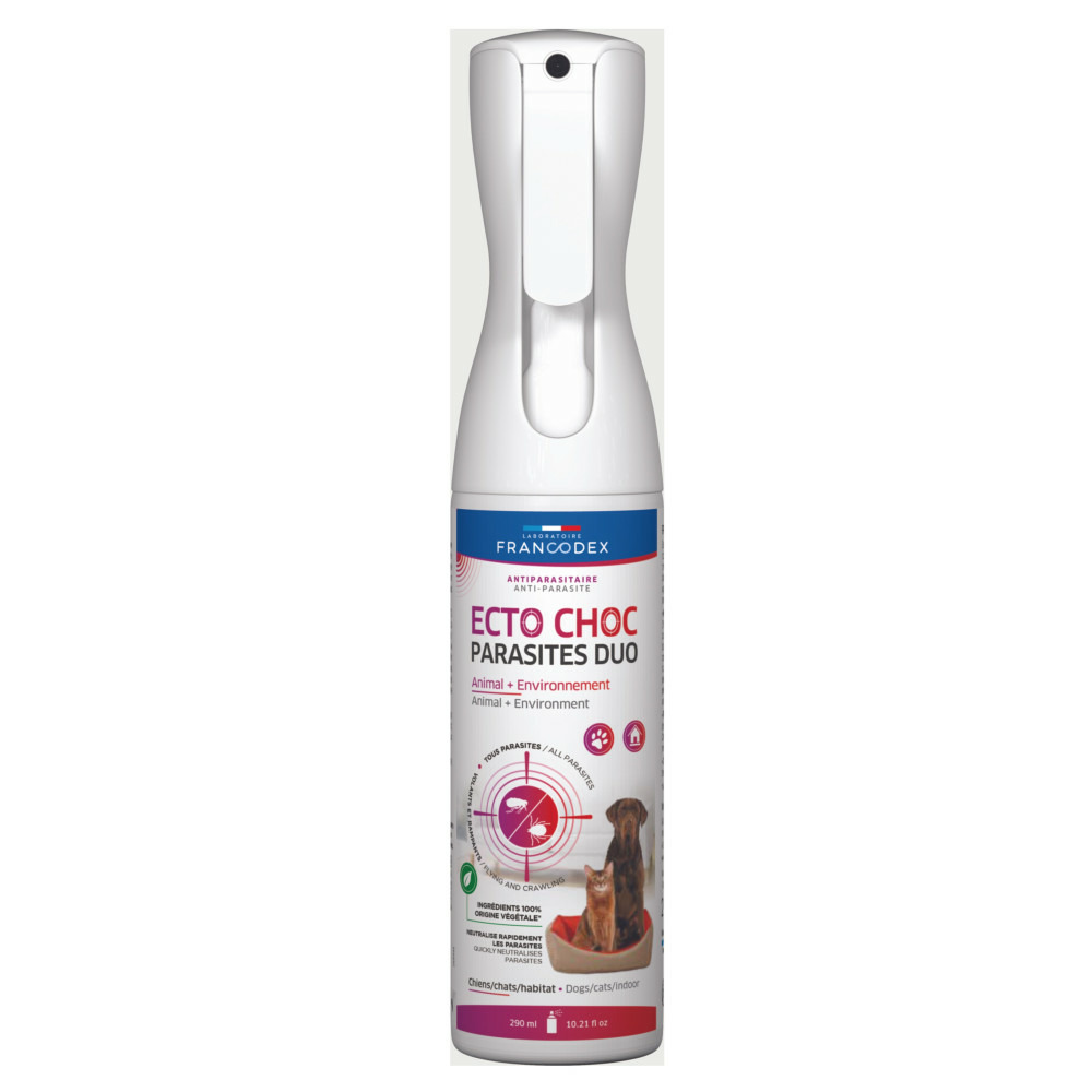 Ecto choc antiparasitaires duo 290 ml pour chiens, chats et habitat