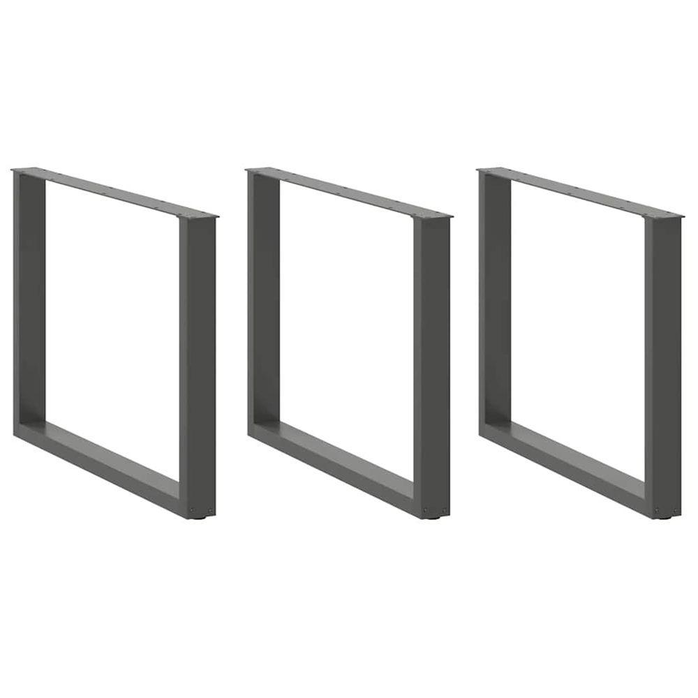Pieds de table à manger en u 3 pièces anthracite 100 x (72-73) cm acier