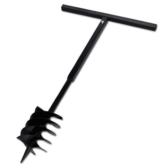Tarière de sol avec mèche de tarière 180 mm acier noir