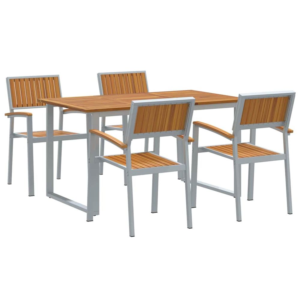 Ensemble de salle à manger pour jardin 5 pc gris