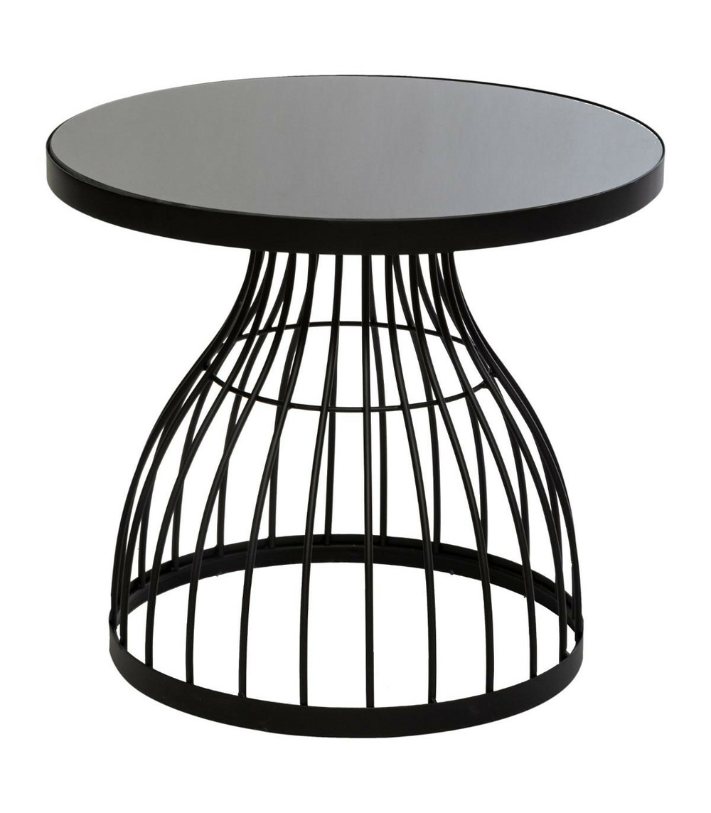 Table d' appoint en verre trempé et métal noir