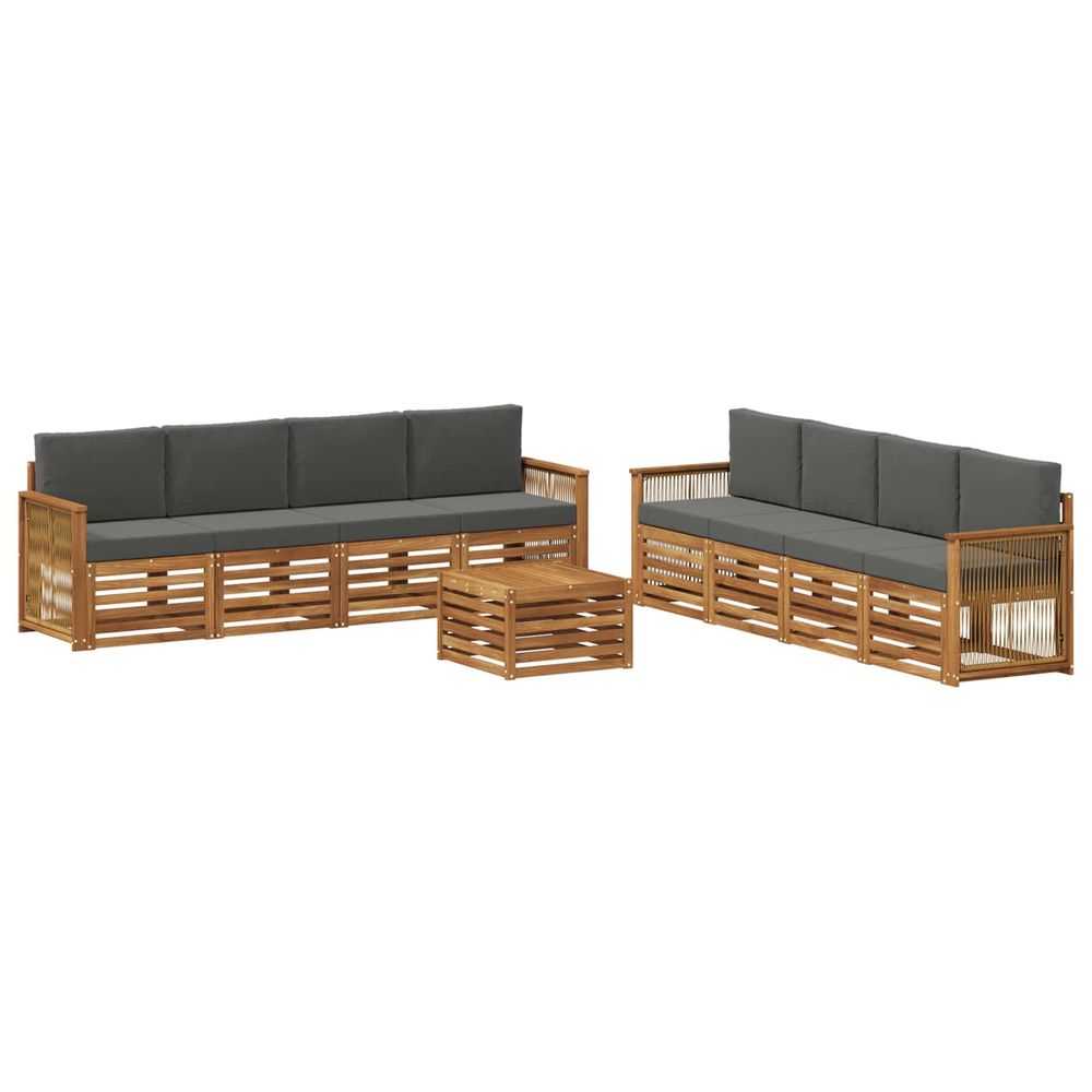 Ensemble de canapés d'extérieur 9 pc naturel et anthracite
