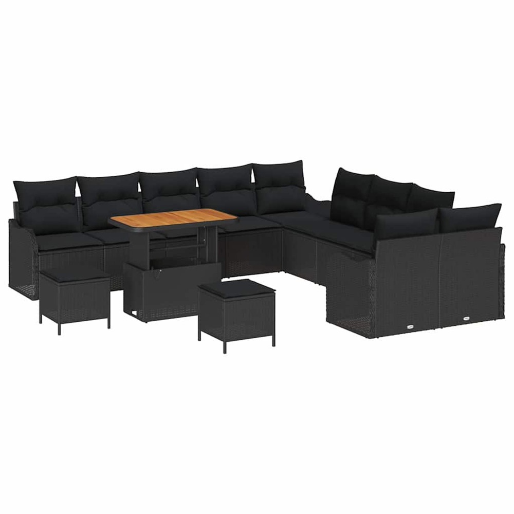 Ensemble de canapé de jardin avec coussin 13 pcs noir